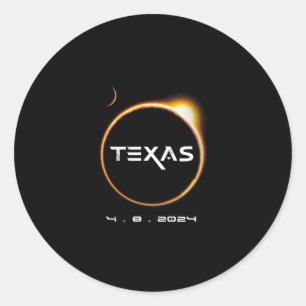 Texas Totality 4.08.2024 Total Solar Eclipse 2024 Runder Aufkleber