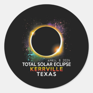 Texas Totality Total Solar Eclipse 8. April 2024 Runder Aufkleber