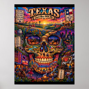 Texas-Totenkopf-Kunstwerk   State of Mind Poster