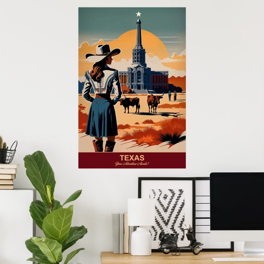 Texas Travel: Ihr Abenteuer erwartet ein Reiseplak Poster (Heimbüro)