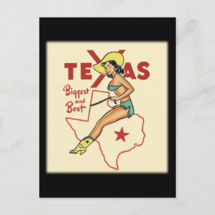 Texas Travel Vintag Button Up Girl Postkarte
