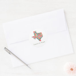 Texas Tropical Bright Botanical Floral Wedding Runder Aufkleber