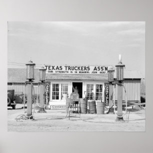 Texas Truck Stopp, 1939. Vintages Foto Poster