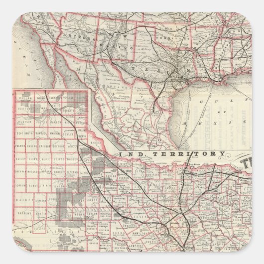 Texas und Mexiko, Houston Quadratischer Aufkleber (Vorderseite)