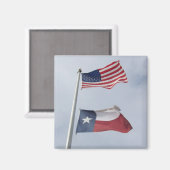 Texas und United Staaten Flag Square Magnet (Vorderseite/Rückseite)