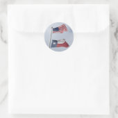 Texas und US-Flagge Runder Aufkleber (Tasche)
