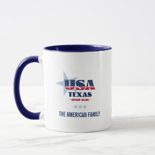 Texas USA 1845 Blue Star Persönliche Umarmung Tasse