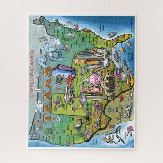 Texas USA Map Jigsaw Puzzle (Vertikal)