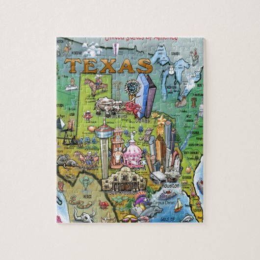 Texas USA Map Puzzle (Vertikal)