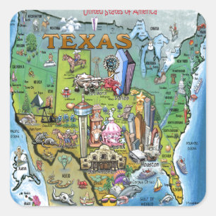 Texas USA Map Quadratischer Aufkleber