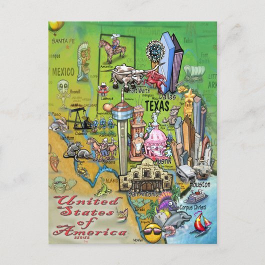 Texas USA Postkarte (Vorderseite)