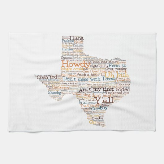 Texas USA Slang Word Art Map Geschirrtuch (Horizontal)