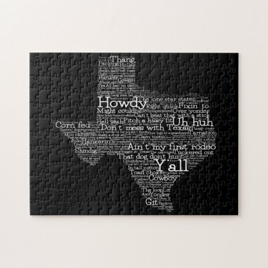Texas USA Slang Word Art Map Jigsaw Puzzle (Horizontal)