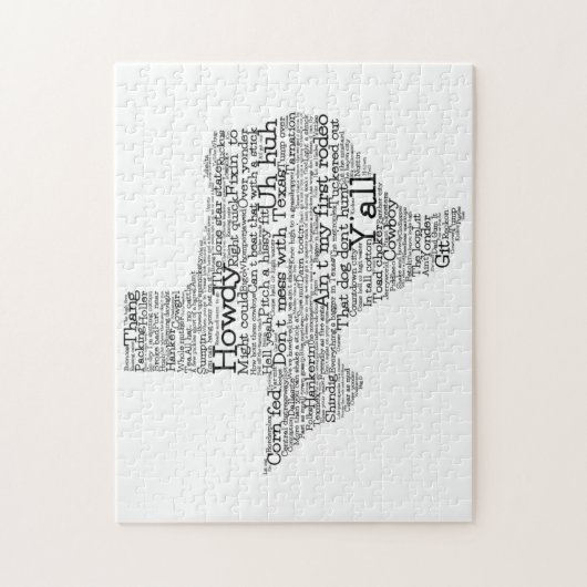 Texas USA Slang Word Art Map Jigsaw Puzzle (Vertikal)