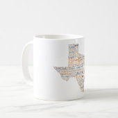Texas USA Slang Word Art Map Kaffeetasse (Vorderseite Links)