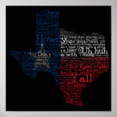 Texas USA Slang Word Art Map Poster (Vorne)