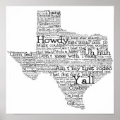 Texas USA Slang Word Art Map Poster (Vorne)