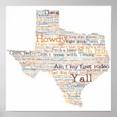 Texas USA Slang Word Art Map Poster (Vorne)