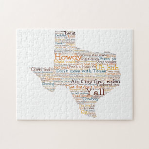Texas USA Slang Word Art Map Puzzle