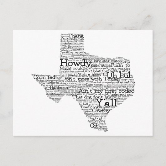 Texas USA Slang Word Karte (Vorderseite)
