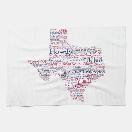 Texas USA Slang Word Karte Geschirrtuch (Horizontal)