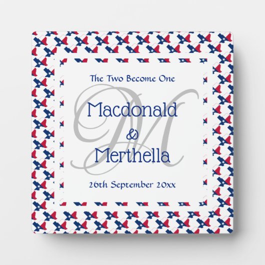 TEXAS USA Wedding Keepake Geschenk Custom Monogram Fotoplatte (Vorderseite)