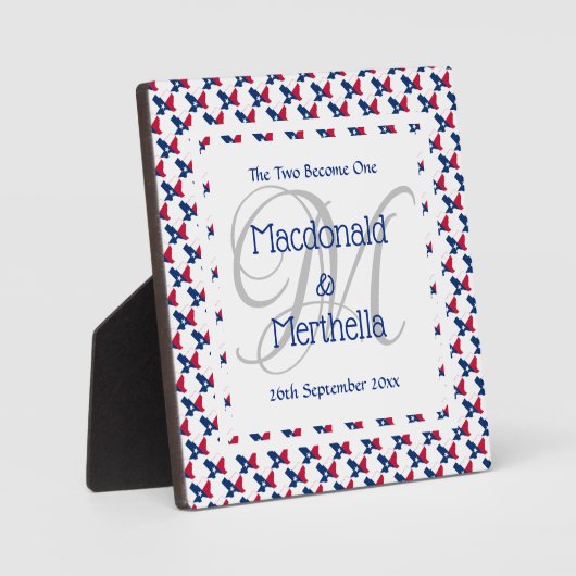 TEXAS USA Wedding Keepake Geschenk Custom Monogram Fotoplatte (Vorderseite)