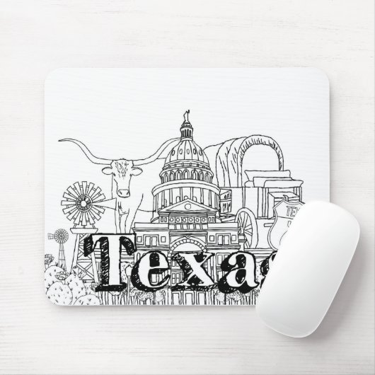 Texas Vacation Kunst Zeichnend Urlaub Kunst Mousepad (Mit Mouse)