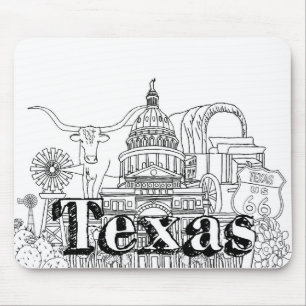 Texas Vacation Kunst Zeichnend Urlaub Kunst Mousepad