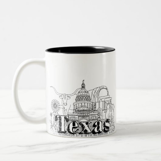 Texas Vacation Kunst Zeichnend Urlaub Kunst Zweifarbige Tasse (Links)