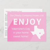 Texas Valentine's Day Realtor Marketing Postkarte (Vorne/Hinten)