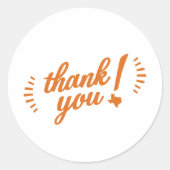 Texas Vielen Dank, orange Runder Aufkleber (Vorderseite)