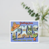 Texas Vintag Big Letters Postcard Postkarte (Stehend Vorderseite)