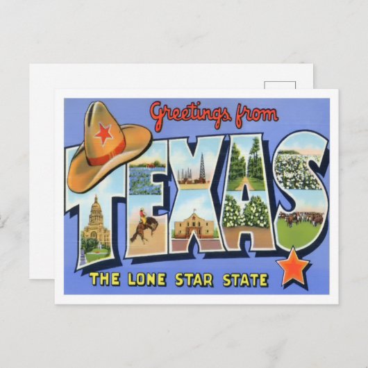 Texas Vintag Big Letters Postcard Postkarte (Vorne/Hinten)