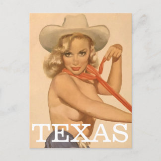 Texas Vintag Button Up Girl Postcard Postkarte