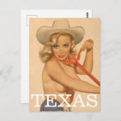 Texas Vintag Button Up Girl Postcard Postkarte (Vorne/Hinten)