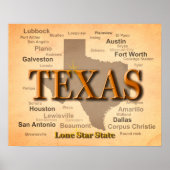 Texas Vintag Map Poster (Vorne)