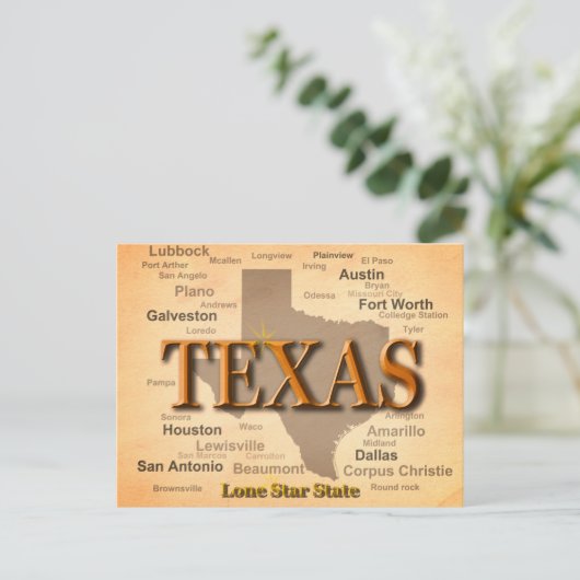 Texas Vintag Map Postkarte (Stehend Vorderseite)