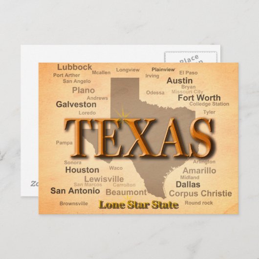 Texas Vintag Map Postkarte (Vorne/Hinten)