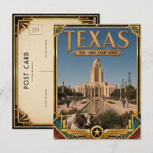 Texas Vintage Art Deco Golden Age Postkarte