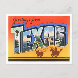 Texas Vintage Postkarte mit großen Buchstaben