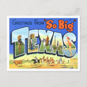 Texas Vintage Postkarte mit großen Buchstaben
