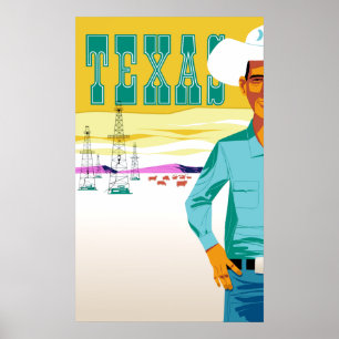 Texas.  Vintages Art-Reise-Plakat Poster