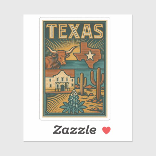 Texas Vinyl Sticker - Dauerhaltbares wetterfestes (Blatt)