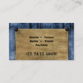 Texas-Visitenkarte-blauer Denim-Jean-Stern Visitenkarte (Rückseite)