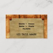 Texas-Visitenkarte-Rost-Denim-Jean-Stern Visitenkarte (Rückseite)