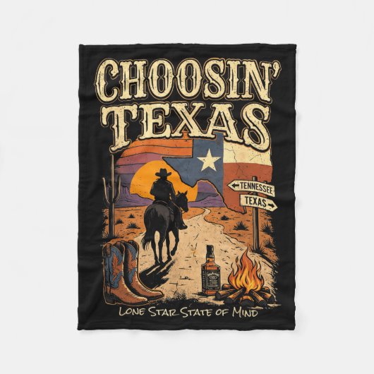 Texas wählen Lone Star State of Mind Cowboy Fleecedecke (Vorderseite)