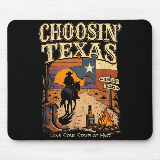 Texas wählen Lone Star State of Mind Cowboy Mousepad (Vorne)