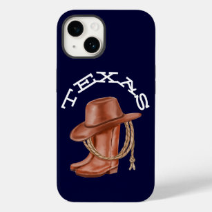 Texas Watercolor Cowboy Cowgirl Brown und Blue Case-Mate iPhone 14 Hülle
