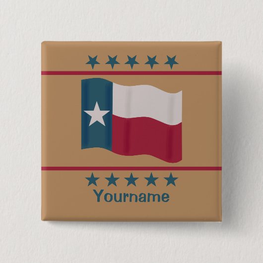 Texas Waving Lone Star Name Abzeichen Tan individu Button (Vorderseite)
